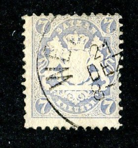 `1870 Bavaria  Sc #26b used cv.$35 ( 1929 WX )