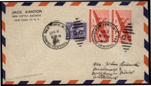 USA 3c Prexie Transatlantic Airmail Cover Zollikon Switzerland 80773