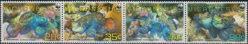 Micronesia MNH Strip 848A-D Mandarin Fish WWF 2009