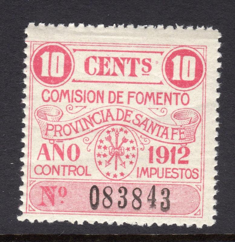 Argentina Revenue Prov de Santa Fe Comision de Fomento 1912 NH a941