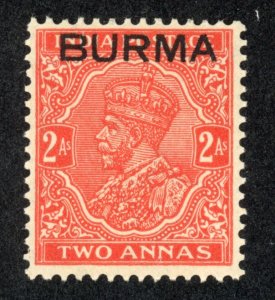 Burma 5 MH 1937 2a vermillion