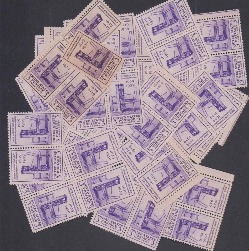  857    Printing 300th Annivesary.   70  MNH 3 cent stamps.  Issued In 1939.