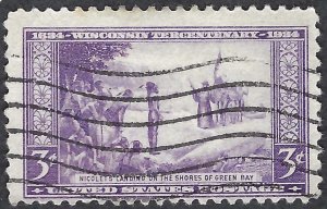 United States #739 3¢ Wisconsin Tercentenary (1934).  VG centering. Used.