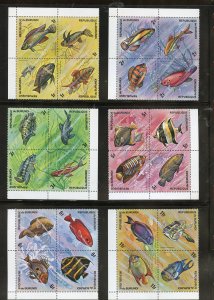 BURUNDI FISH SCOTT #449-54  BLOCK SET  MINT NH AS SHOWN