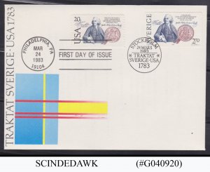 UNITED STATES SWEDEN JOINT ISSUE 1983 USA SWEDEN TREATY OF AMITY & COMMERCE FDC