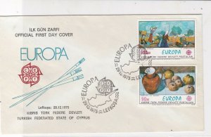 Turkish Federated Cyprus 1975 Europa Slogan Cancels FDC Stamps Cover Ref 23567