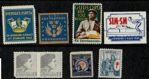 Sweden old charity stamps, labels, etc