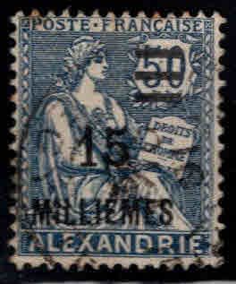 French office in Alexandria Egypt Scott 70 Used surcharged stamp