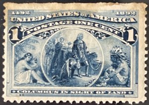 Scott #230 1893 Columbian 1¢ Columbus in Sight of Land unused hinged