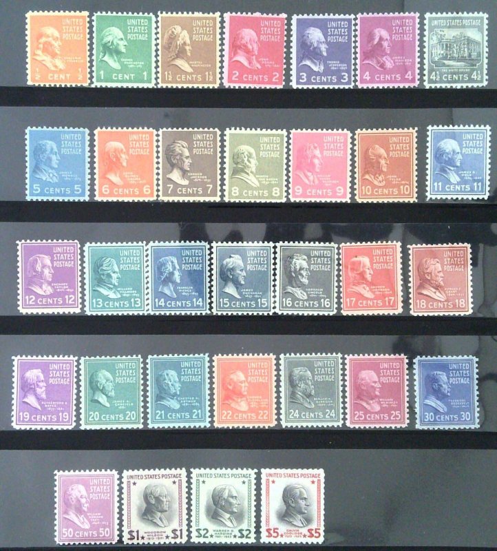 Scott #803-834 - Prexie Set - Mixed MNH & OG - 1938