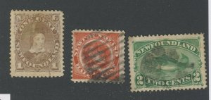 3x Newfoundland U stamps #42 -1c #56 -1/2c Dog #47 -2c Codfish GV= $61.00