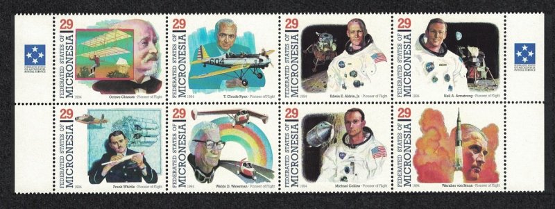 Micronesia Pioneers of Flight 3rd series 8v Strip 1994 MNH SG#364-371