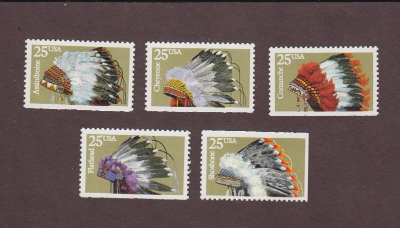 US, 2501-05, INDIAN HEADDRESS, VINTAGE BOOKLET SINGLES, MINT NH, OG