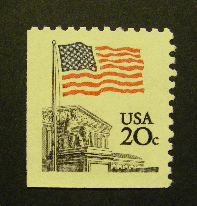 Scott 1896d, 20c Flag over Supreme Court, booklet single, large block tag, MNH