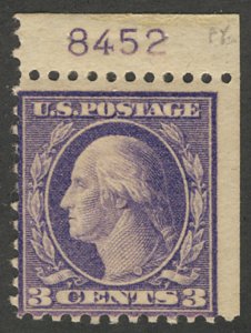 US #502b PLATE NUMBER SINGLE, F/VF hinged,  VERY SCARCE, SUPER CHOICE, bid hi...