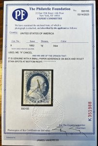 US Scott#9 with cert. PF