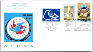 UN UNITED NATIONS FIRST DAY OF ISSUE COVER WFUNA SPECIAL CACHET #19