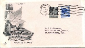 Canada 1954 FDC Canadian Postage Stamps - Niagara Falls, Ont - Pair - F76825