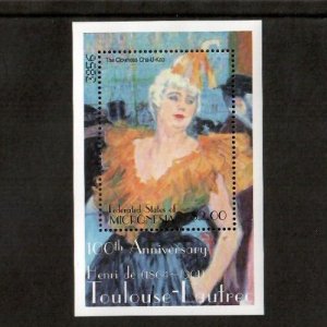 Micronesia 2001 - Toulouse Lautrec Art - Souvenir Stamp Sheet - Scott #440 - MNH