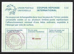 UNITED STATES - #C22 - INTERNATIONAL REPLY COUPON SAN BERNADINO, CA CANCEL