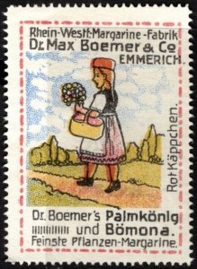 Vintage German Poster Stamp Rhine-Westphalia Margarine Factory Red Riding Hood