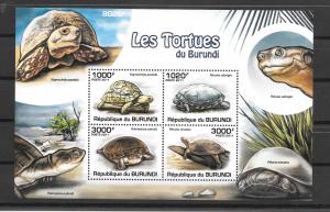 BURUNDI MNH SOUV.SHEET SC#901 TURTLES SCV$15.00