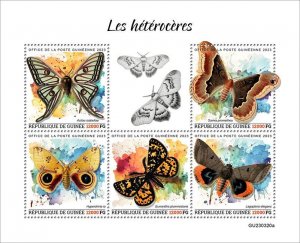 GUINEA - 2023 - Moths - Perf 5v Sheet - Mint Never Hinged