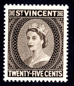 St. Vincent 194 MH 1955 25c brown black