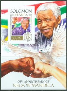 SOLOMON ISLANDS NELSON MANDELA 95TH BIRTH ANNIVERSARY SOUVENIR SHEET IMPERF