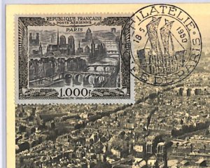 FRANCE MAXI CARD 1000f Postcard *FOIRE DE PARIS* 1950 Air Mail Paris WQ123