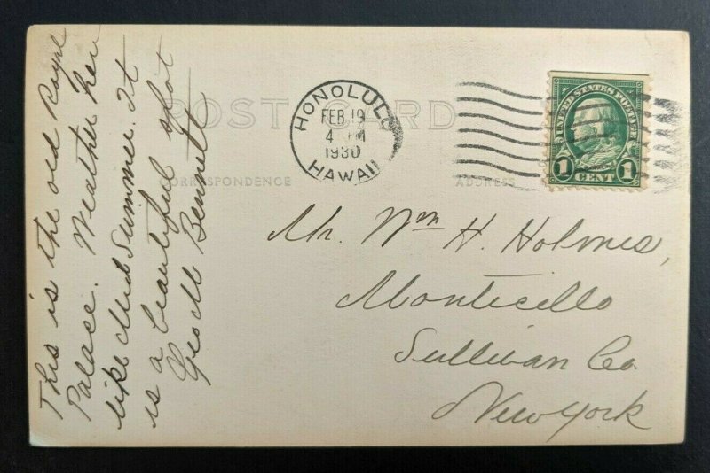 1930 Honolulu Hawaii New York Judiciary Bldg Honolulu RPPC Cover 