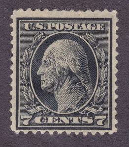 US 407 Mint OG 1914 7¢ Black Washington Perf 12 S/L Watermark VF Scv $70.00