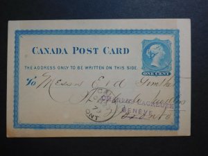1879 Galt Canada Postal Stationary Postcard Cover To Toronto