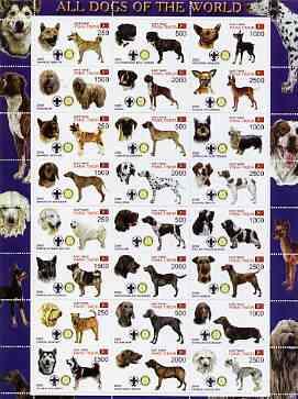 Timor (East) 2000 Dogs #03 perf sheetlet containing 24 va...