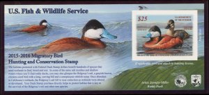 RW82A 2015 MIGRATORY BIRD SELF-STICK DOLLAR BILL SIZE DUCK STAMP NH SELECT STOCK