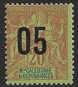 NEW CALEDONIA 1912 5c on 20c Surcharge Issue Sc 118 MH