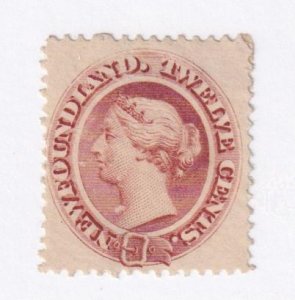 NEWFOUNDLAND # 28a VF-MH 12cts THIN YELLOWISH PAPER Q/VICTORIA FREE SHIPPING