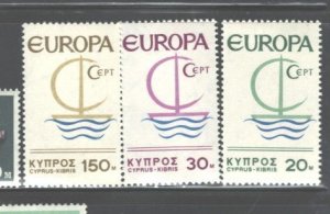 CYPRUS 1966 EUROPE #275 - 277, MNH.