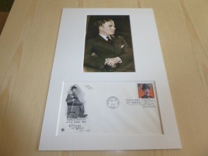 Charlie Chaplin photograph and 1998 USA FDC mount matte size A4