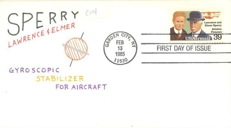 US C114 FDC - Lawrence & Elmer Sperry - HP Charlton Cachet