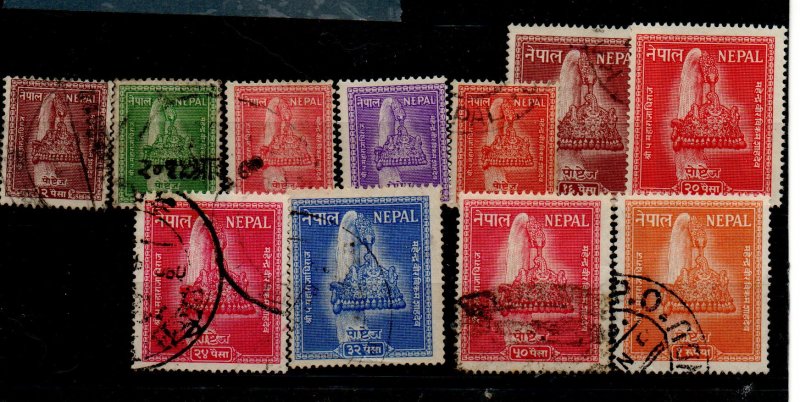 Nepal 90-92 Used,  93 Mint Hinged, 94-95 Used, 96 Mint Hinged & 97-100 Used