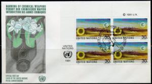 UNITED NATIONS 1991 BANNING CHEMICAL WEAPONS & DEFINITIVE IMPRINT BLOCKS FDCs