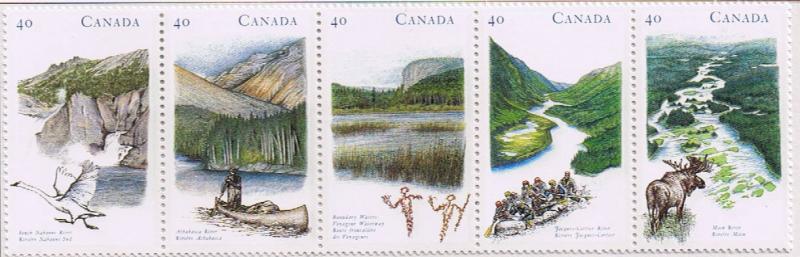 Canada Mint VF-NH #1325a Heritage Rivers strip/5