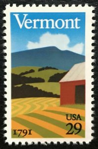 1991 Scott #2533 - 29¢ - VERMONT STATEHOOD - Single Stamp - Mint NH