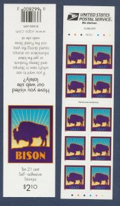 USA - Sc 3484d - Plate P22222, perf 11.25 - 21 cent Bison 