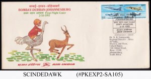 INDIA - 1993 AIR-INDIA JOHANNESBURG - DURBAN - BOMBAY FIRST FLIGHT COVER FFC