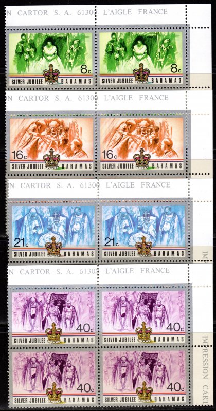 Bahamas 1977 Sc#402/405 SILVER JUBILEE QUEEN ELIZABETH II Corner Block of 4 MNH