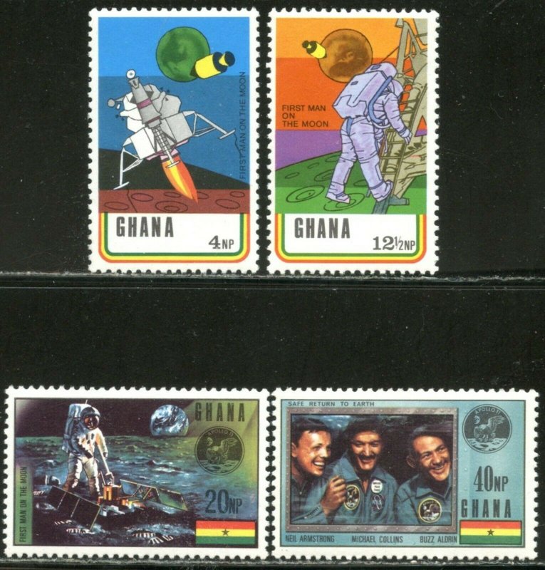 GHANA Sc#386-389 1970 Apollo 11 Moon-Landing Complete Set OG Mint LH