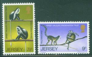 Jersey Scott 51-2 Lemur Monkey stamps CV$8