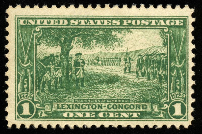B671 U.S. Scott #617 1c Lexington Concord mint OG hinged
